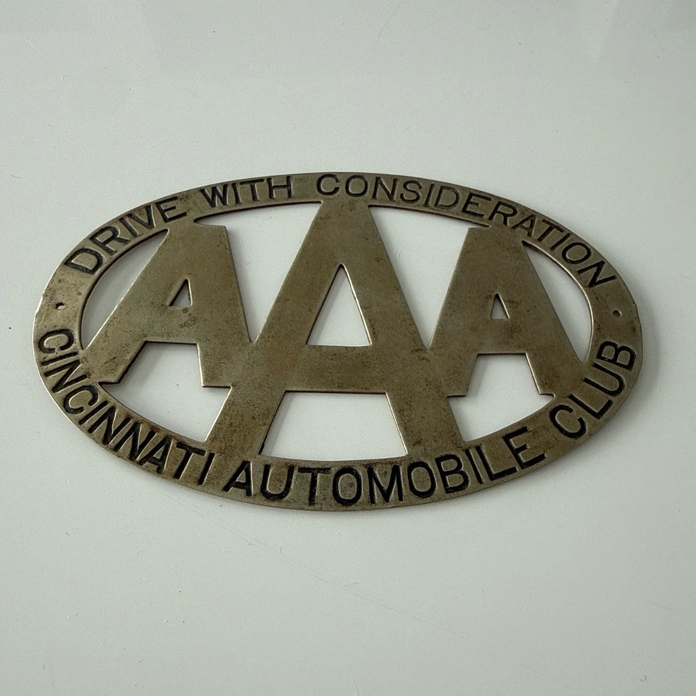 Vintage AAA Metal Emblem Badge Sign Cincinnati Automobile Club